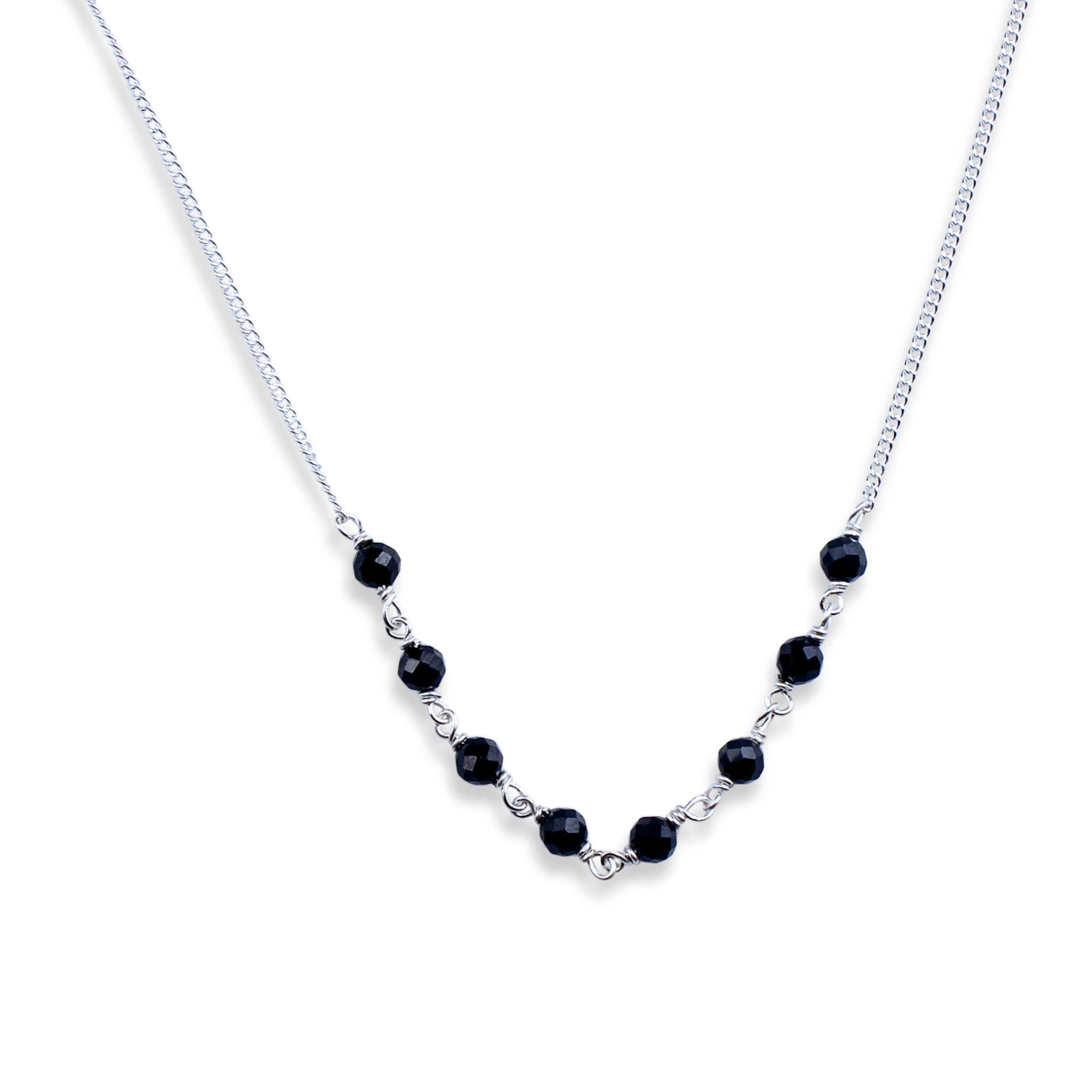 Handmade Silver Mangalsutra : Faceted Black spinel ganthan