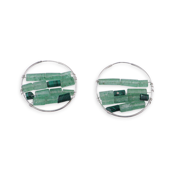 Russian Quartz & Malachite Hoops (Project Handmade)