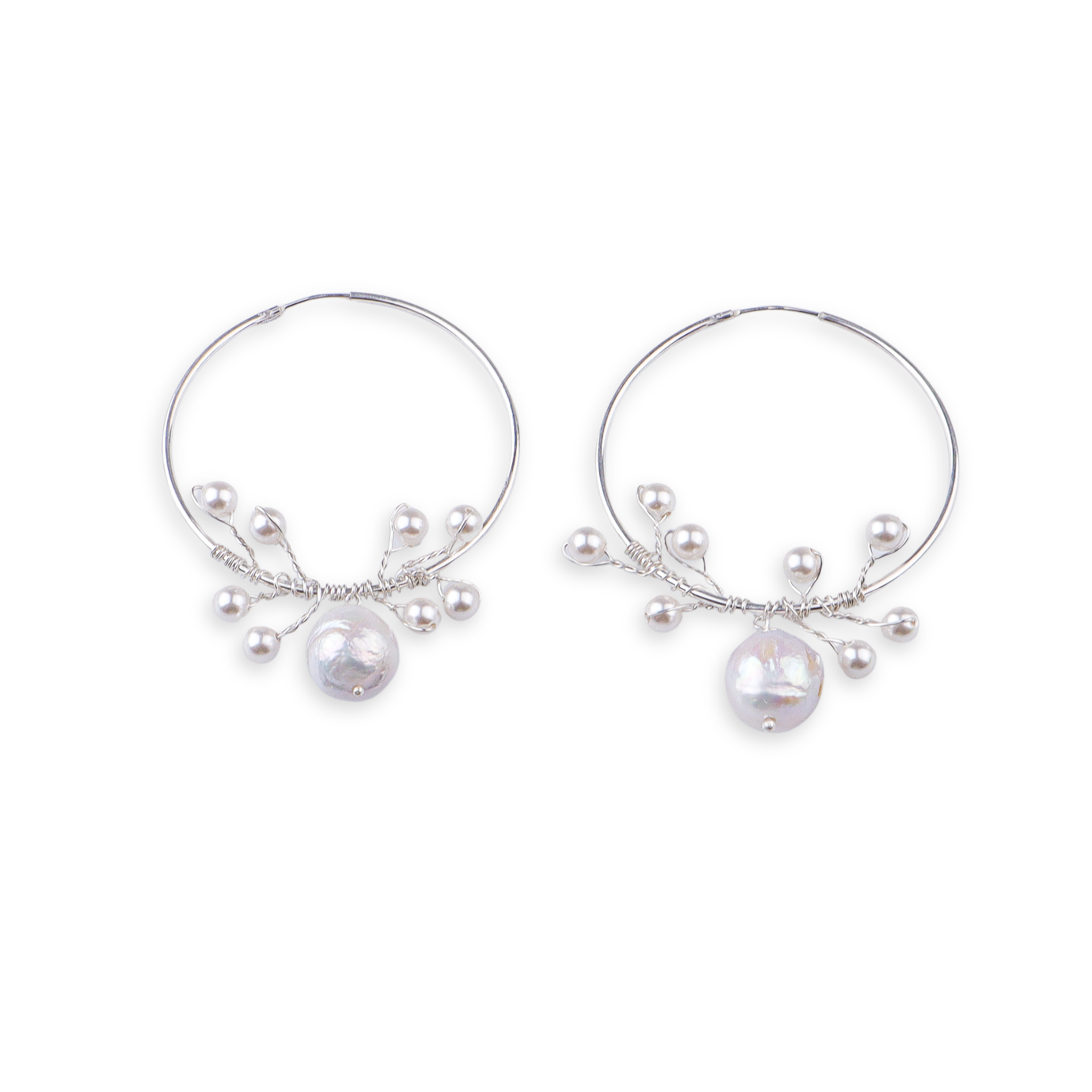 Baroque & White Pearl Hoops (Project Handmade)