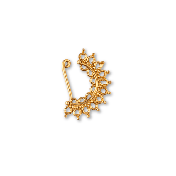Gold filigree left clip-on nose ring for women