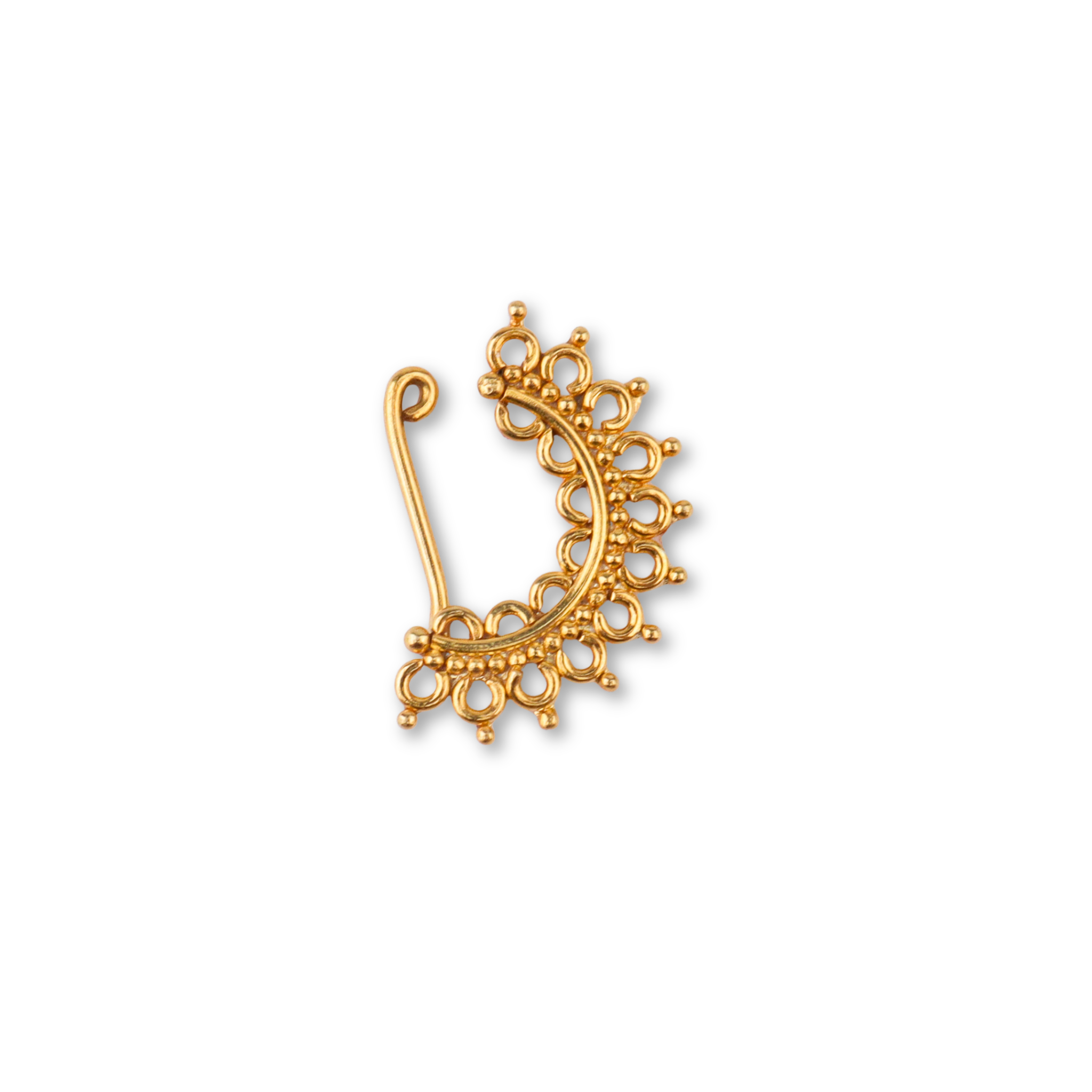 Gold filigree left clip-on nose ring for women