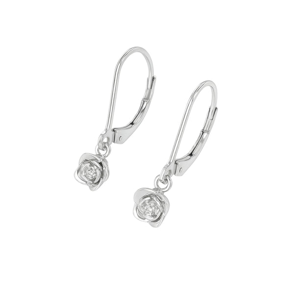 Rose earring with CZ in 92.5 sterling silver