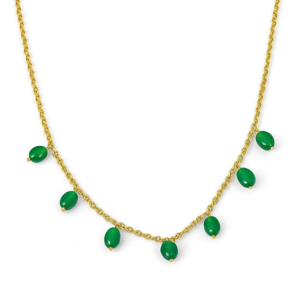 Gold Silver Green Onyx Necklace