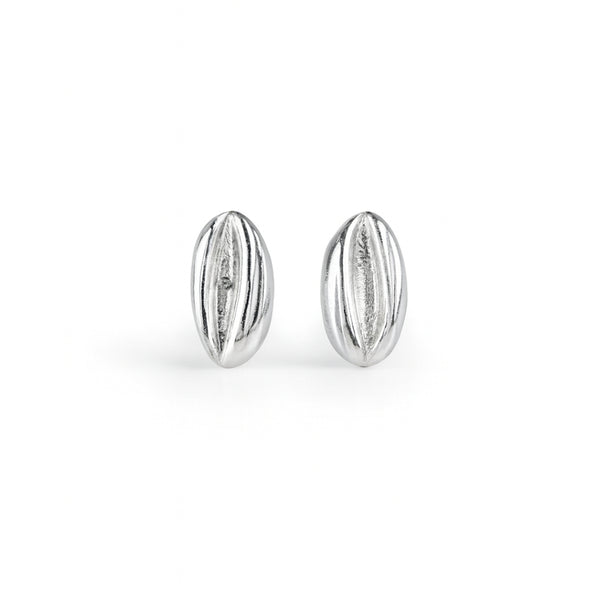 Silver Coffee Bean Stud | 92.5 Silver