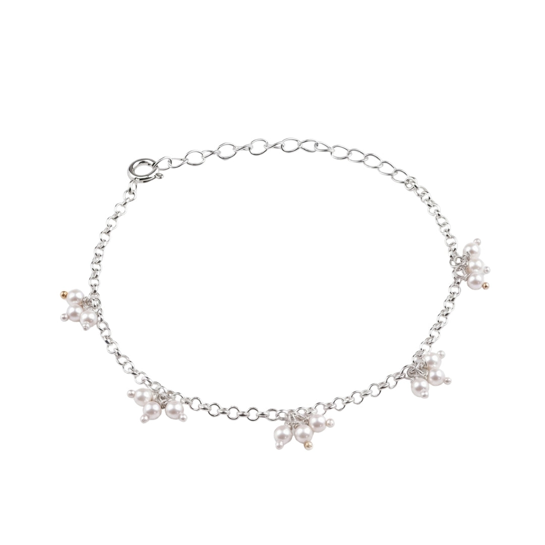 Pearl Bunch Silver Chain Bracelet (Project Handmade)