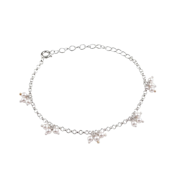Pearl Bunch Silver Chain Bracelet (Project Handmade)