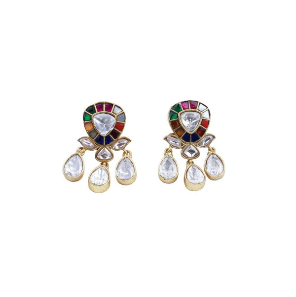 22K gold-plated fashion earring front view featuring an elegant design and premium 22K gold-plated finish