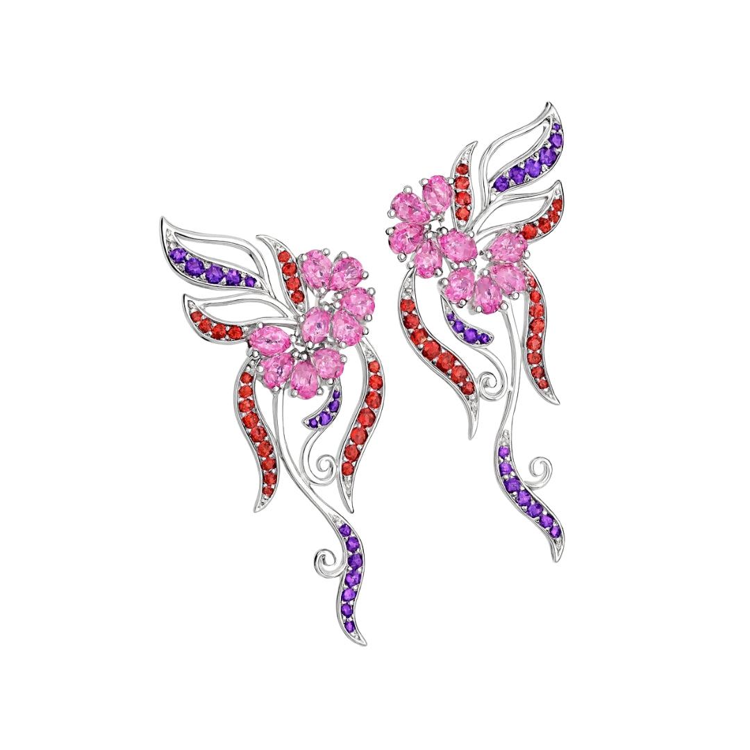 Silver Vine Bloom Earrings