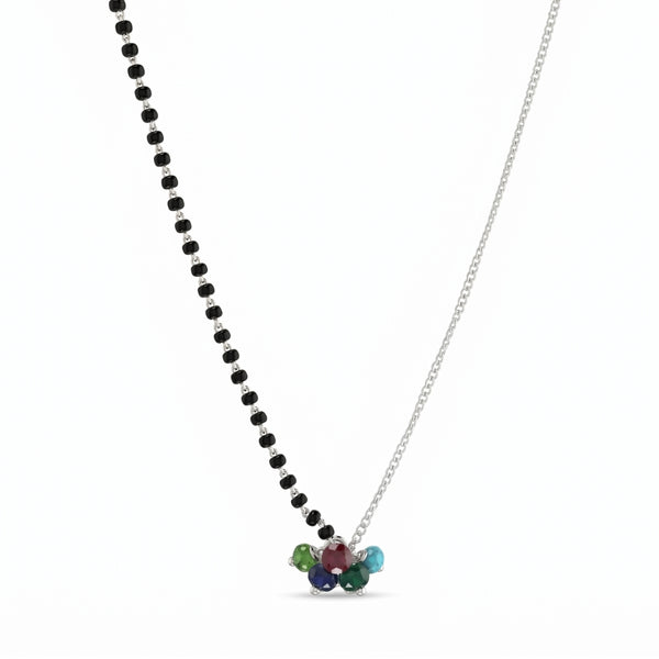 Half & Half Multicolor Bunch Silver Mangalsutra (Project Handmade)