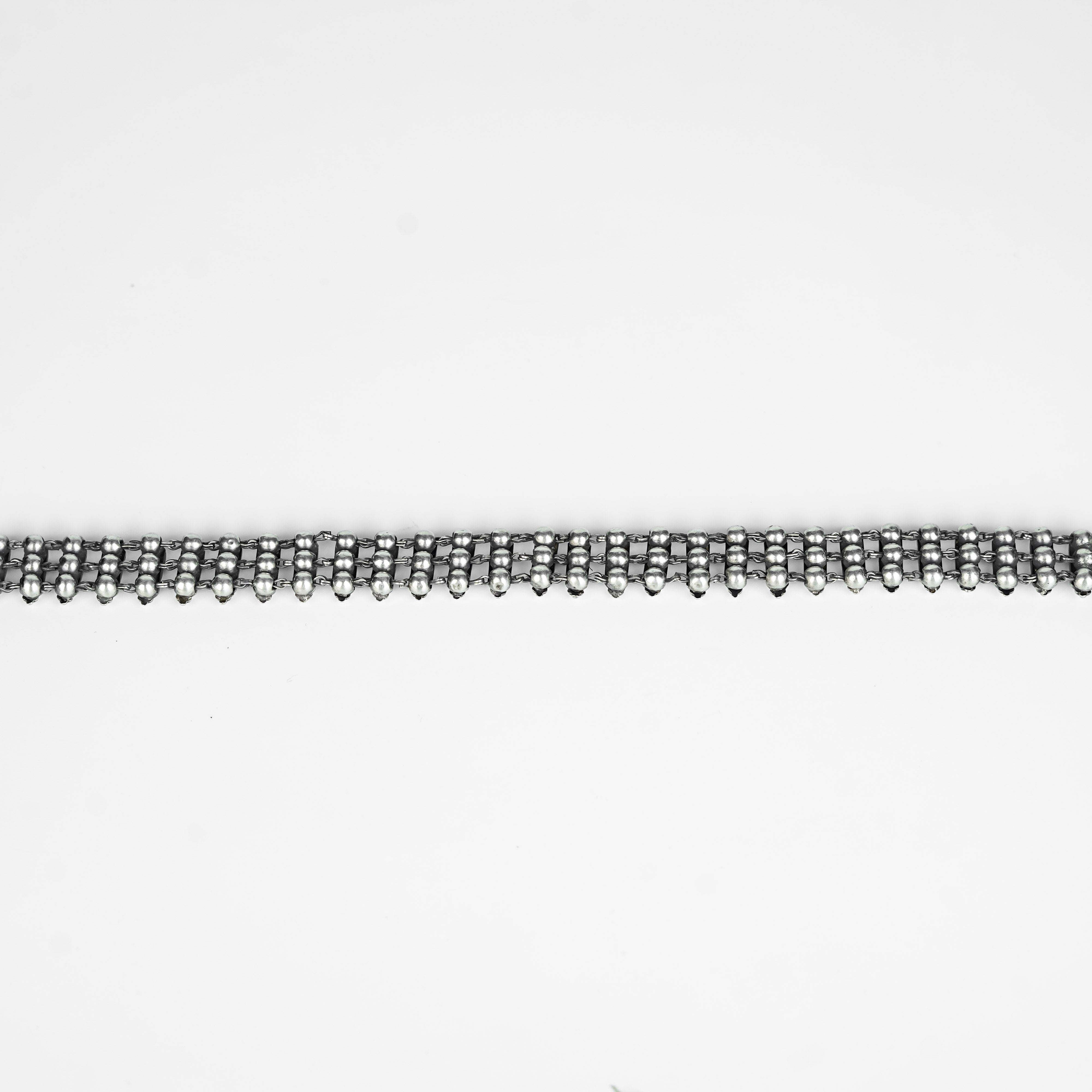Back view of silver oxidized two way choker necklace with adjustable chain for perfect fit