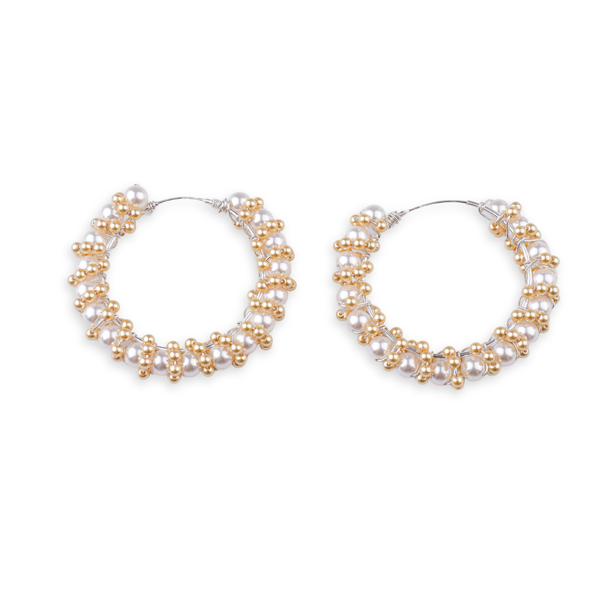 Twisted Golden & White Pearl Hoops (Project Handmade)