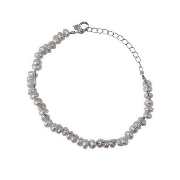 Pearl twisted bracelet in sterling silver with pearl accents