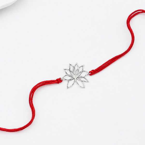 Handmade Silver Rakhi: Lotus