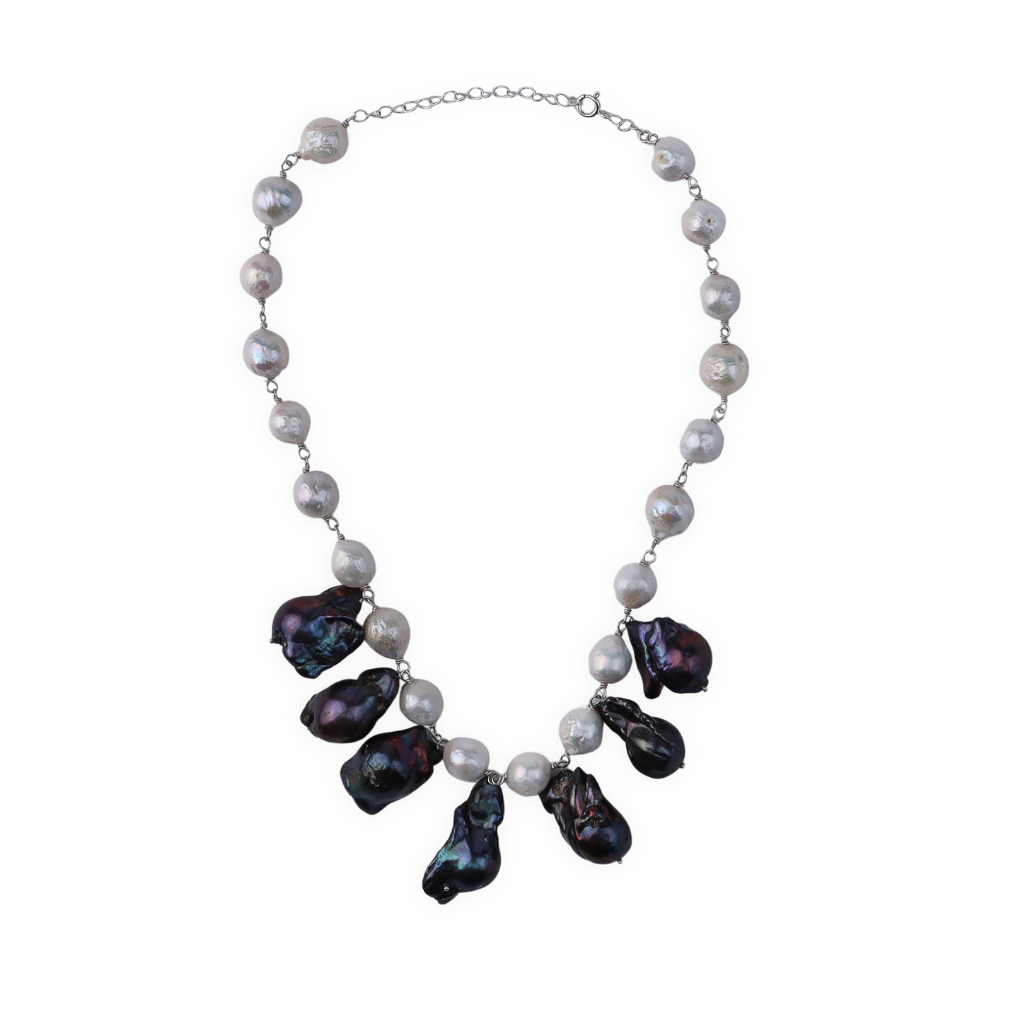 Pearl Flow Necklace with Baroque Pearls & Fresh Water Pearls