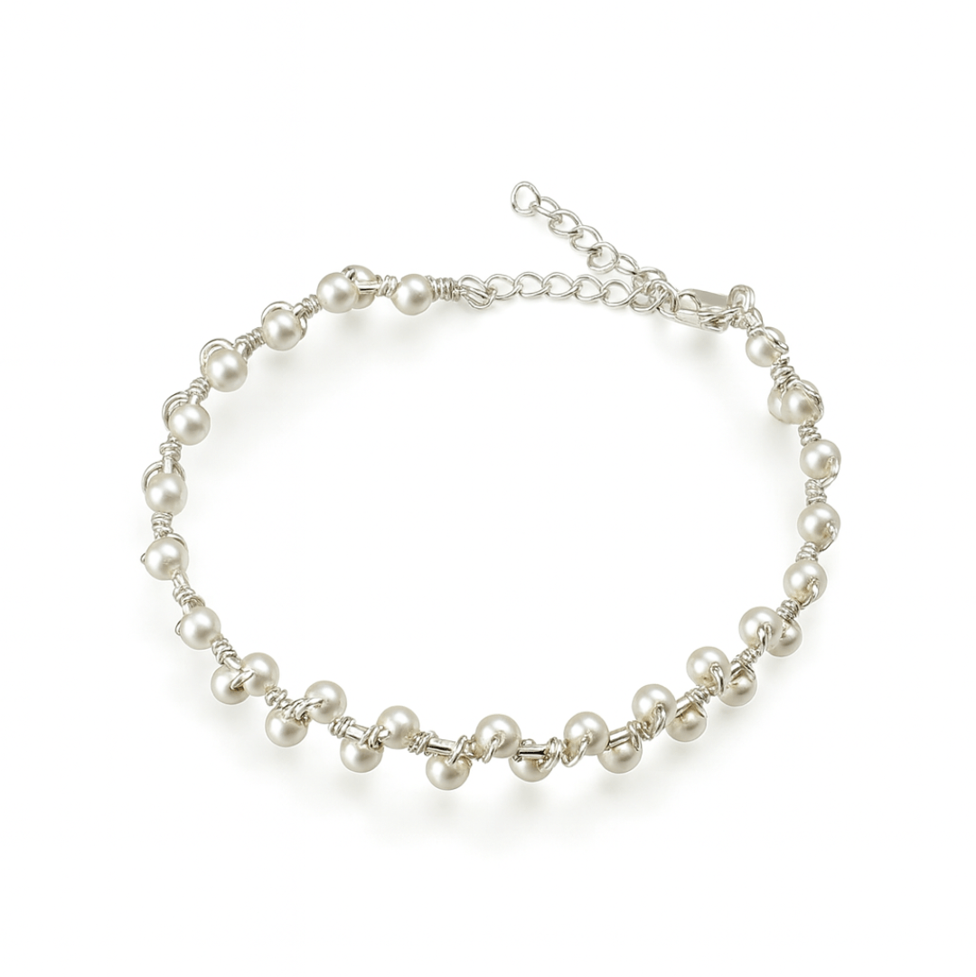 Pearl Twisted Bracelet in silver with Swarovski pearls