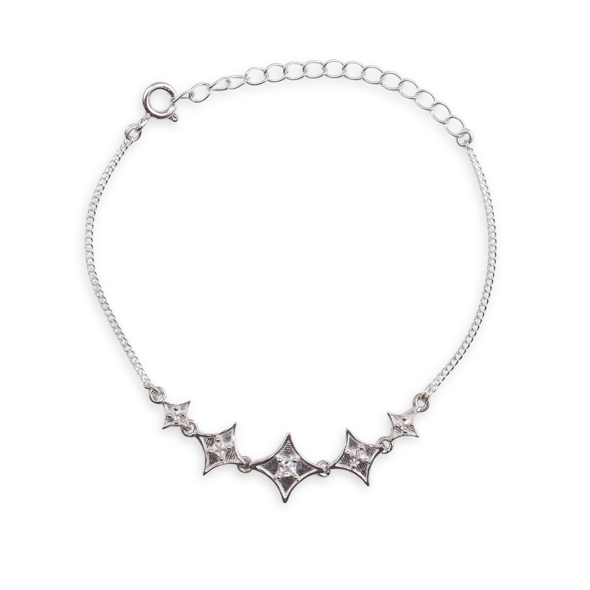 Silver CZ Diamond Shape Bracelet