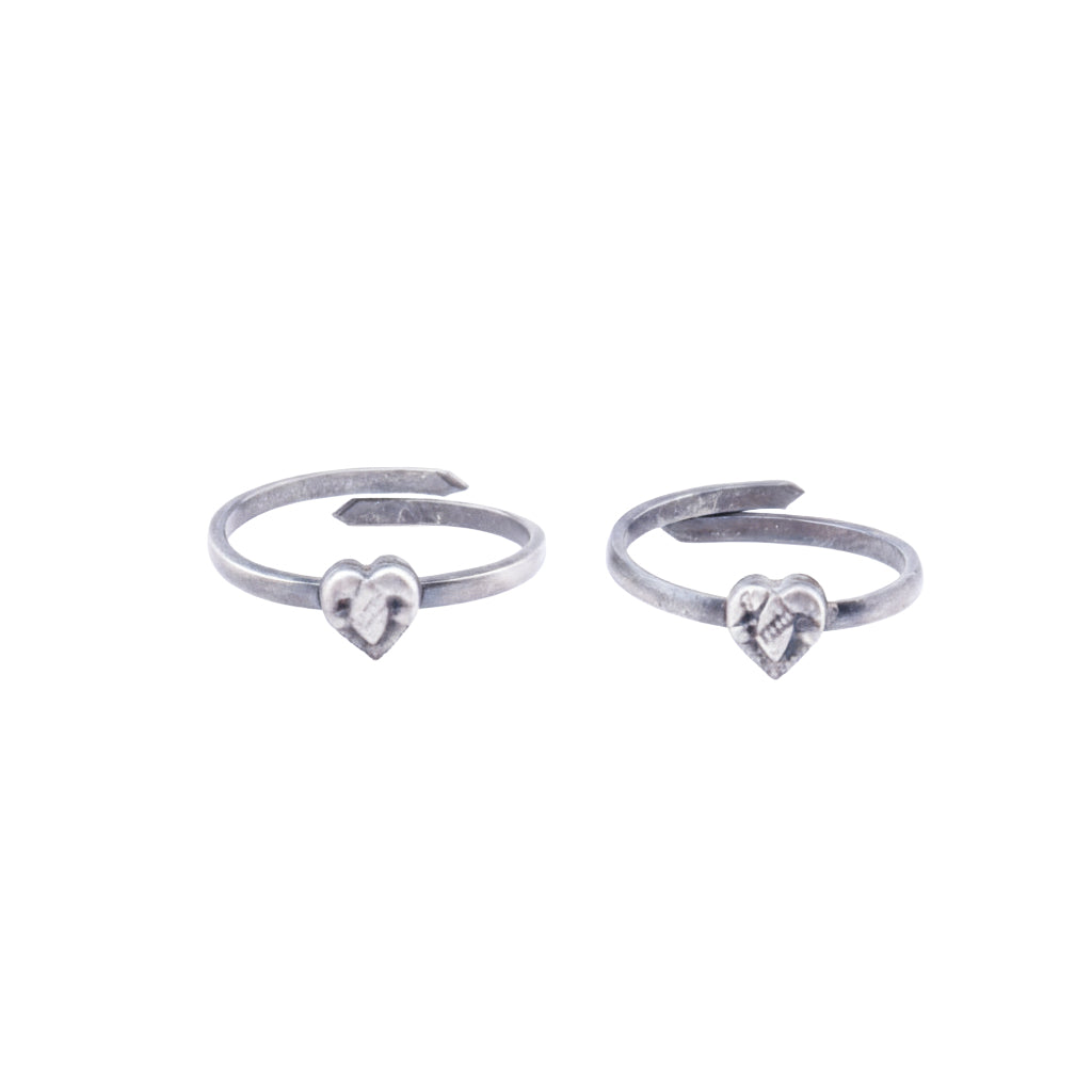 Tiny Silver Adjustable Textured Heart Toe Ring