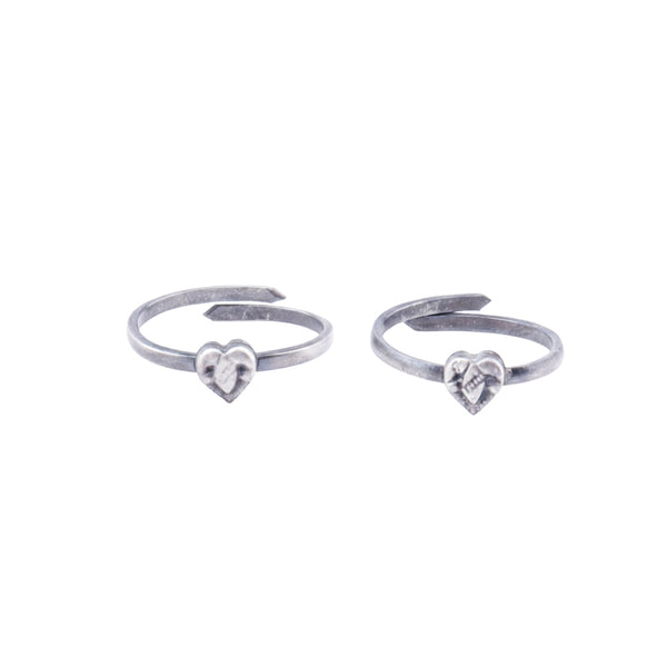 Tiny Silver Adjustable Textured Heart Toe Ring