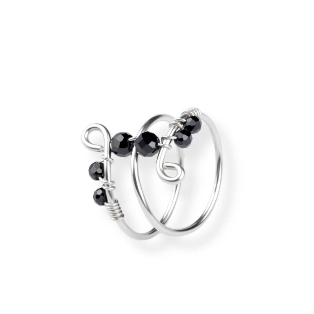Black Spinel Silver Ring in 92.5 sterling silver