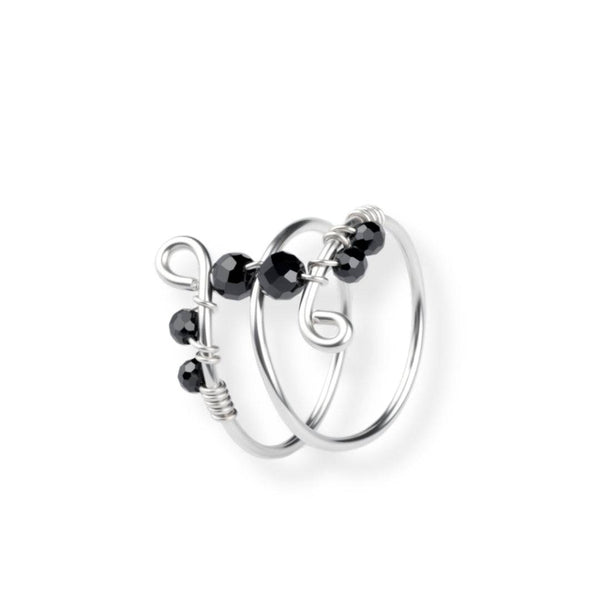 Black Spinel Silver Ring in 92.5 sterling silver