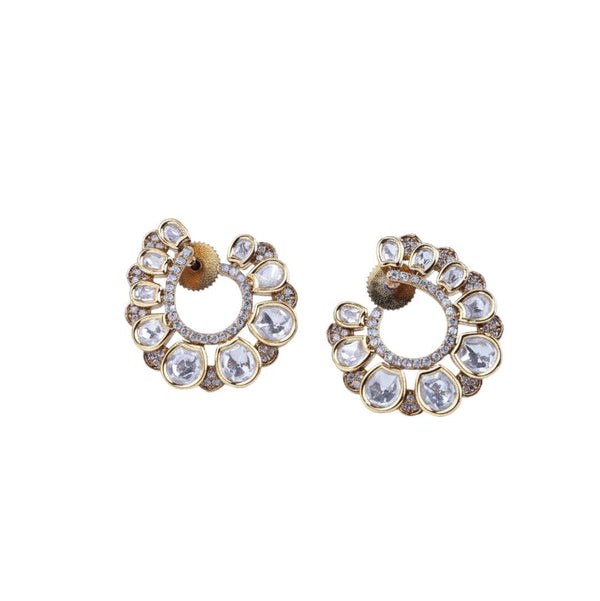 22K gold-plated fashion earring front view featuring an elegant design and premium 22K gold-plated finish