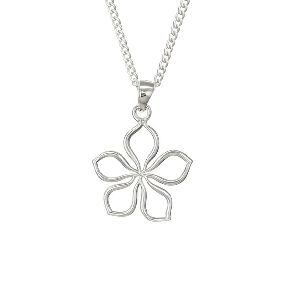 Periwinkle flower silver charm necklace detailing