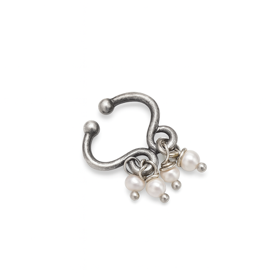 Pearl Latkan Nose-ring/Septum Ring ( Clip On )