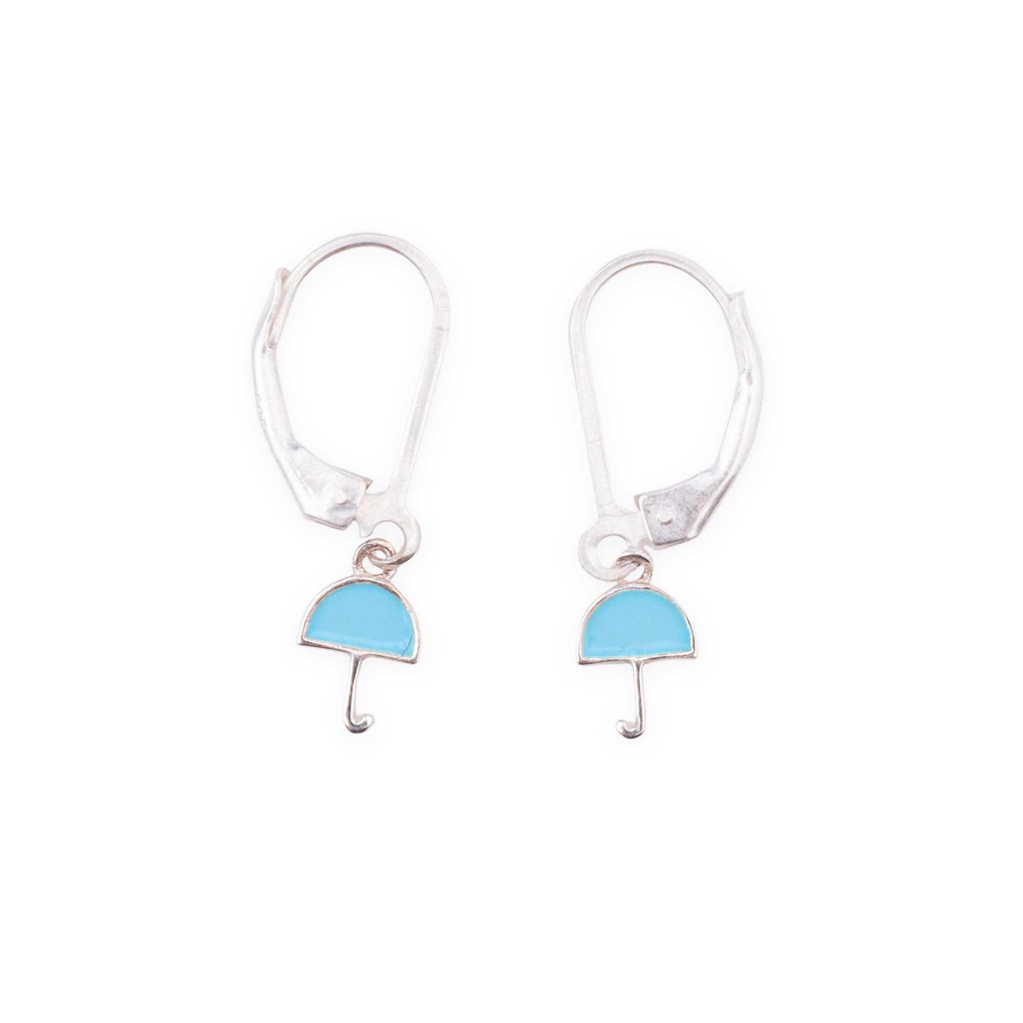 Silver enamel umbrella dangler earrings for kids