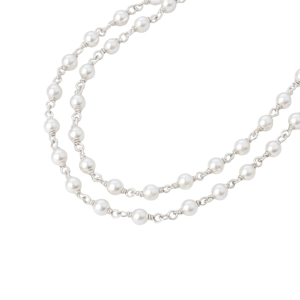 Silver Pearl Ganthan Necklace