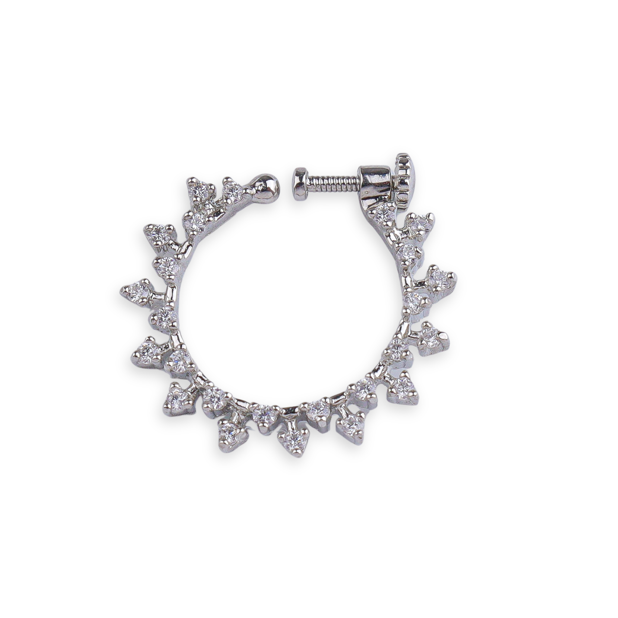 Silver CZ Snowflake Nath