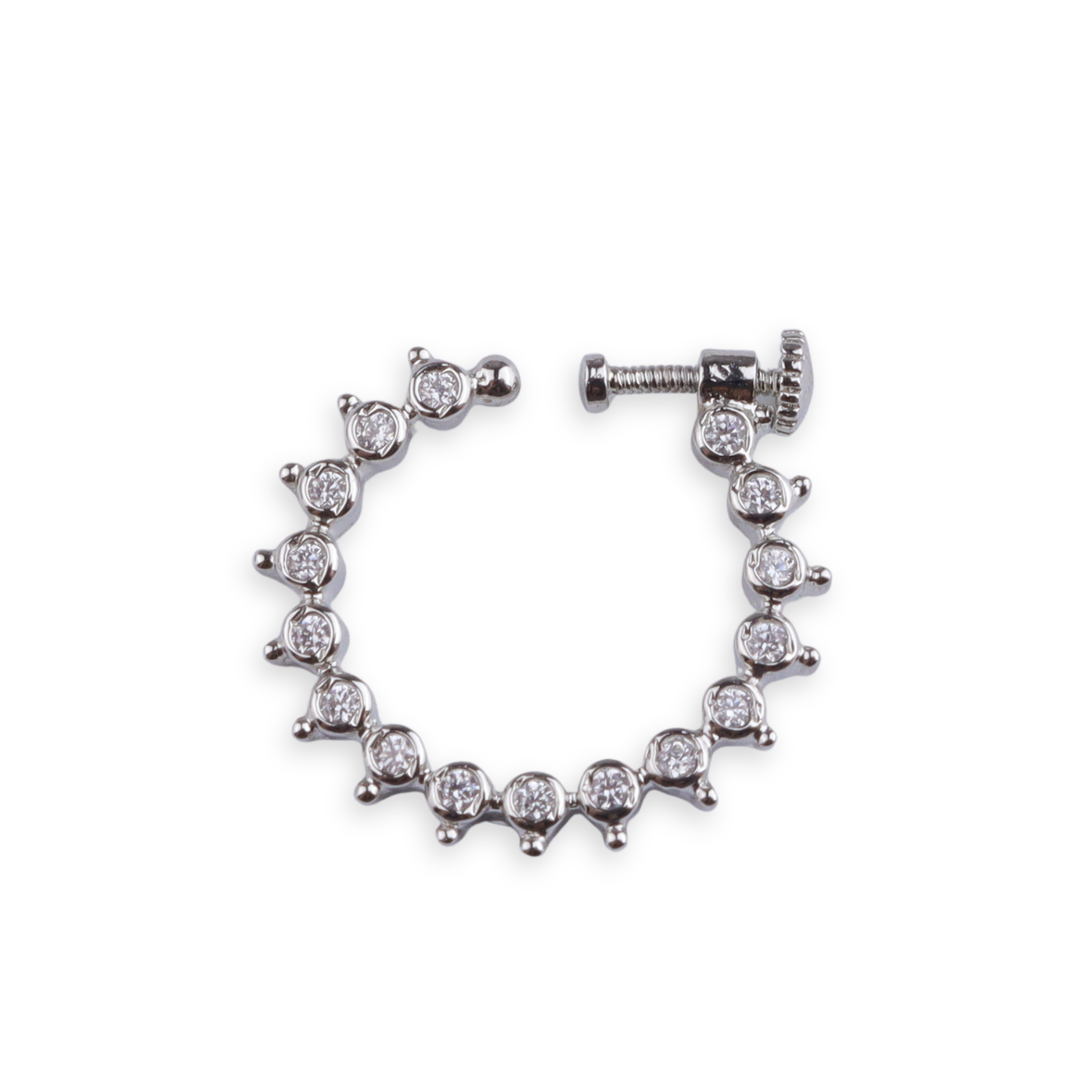 Silver CZ Petal Nath