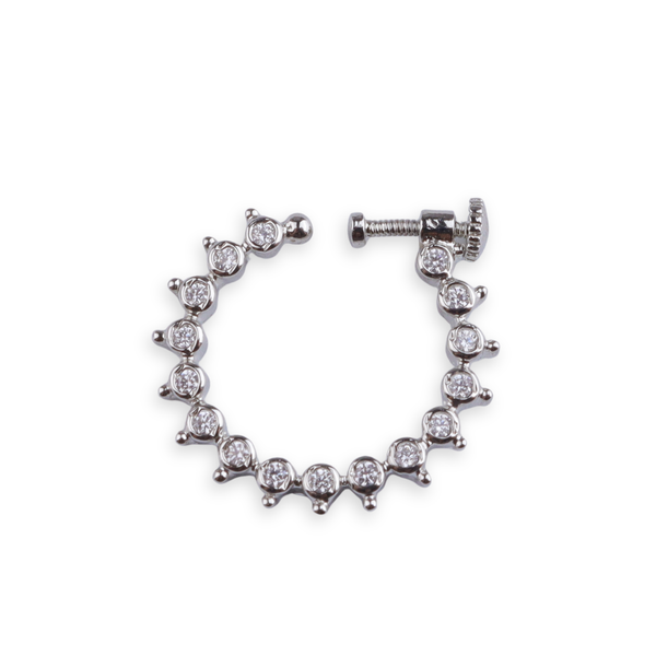 Silver CZ Petal Nath