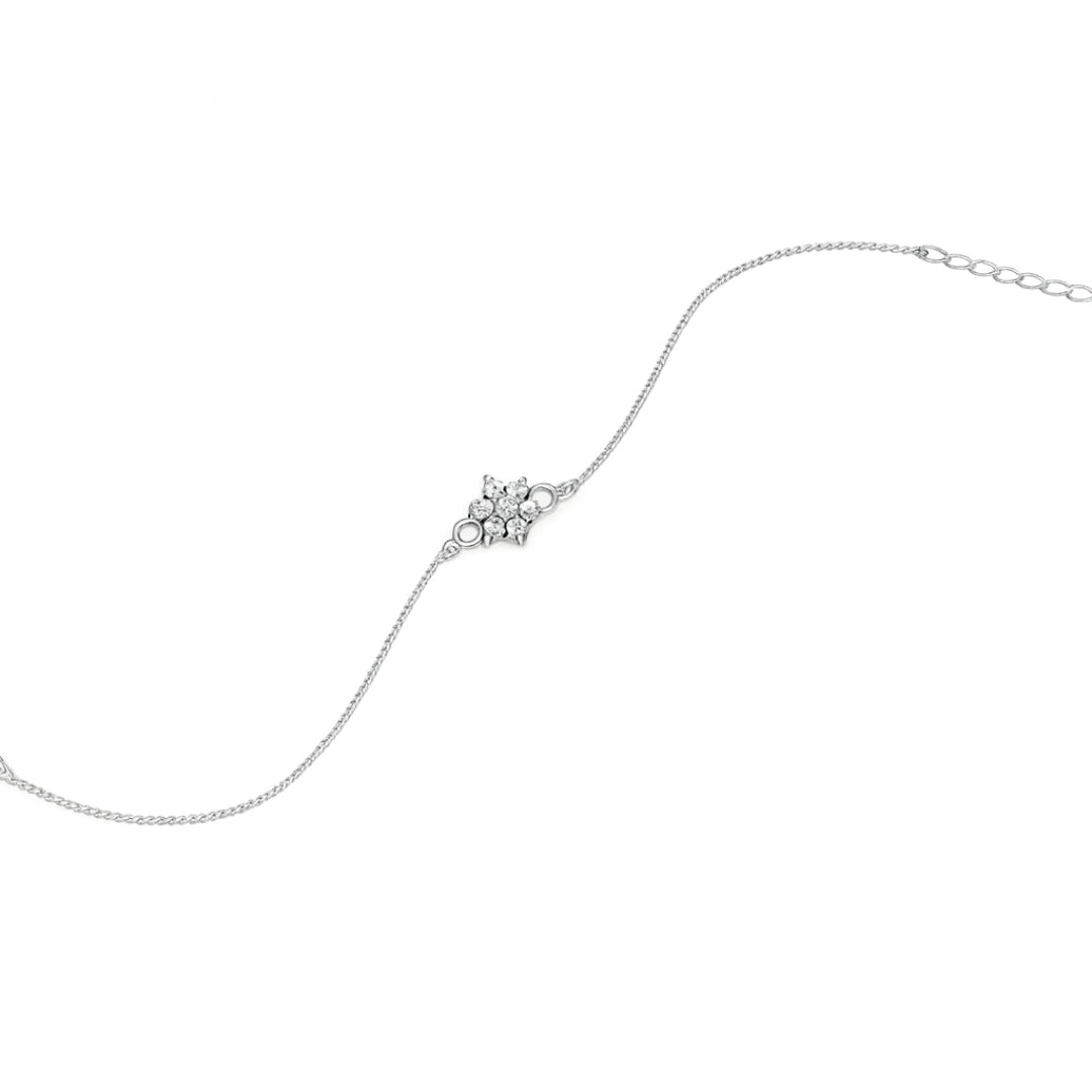 Big Single Flower Motif Bracelet | CZ | 92.5 Silver