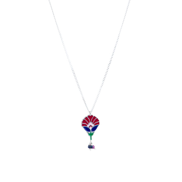 Enamel Flower Pendant Necklace