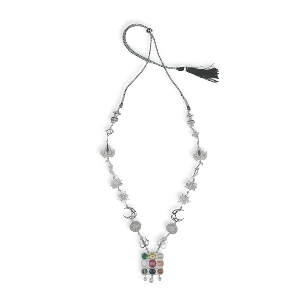 Silver Oxidized Durga Necklace (Made to Order)