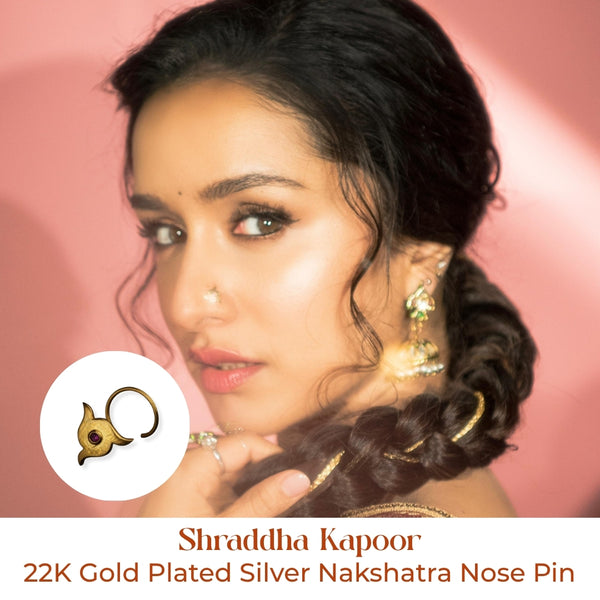 Silver Nakshatra Nose pin (Pierced, Gold Plated)