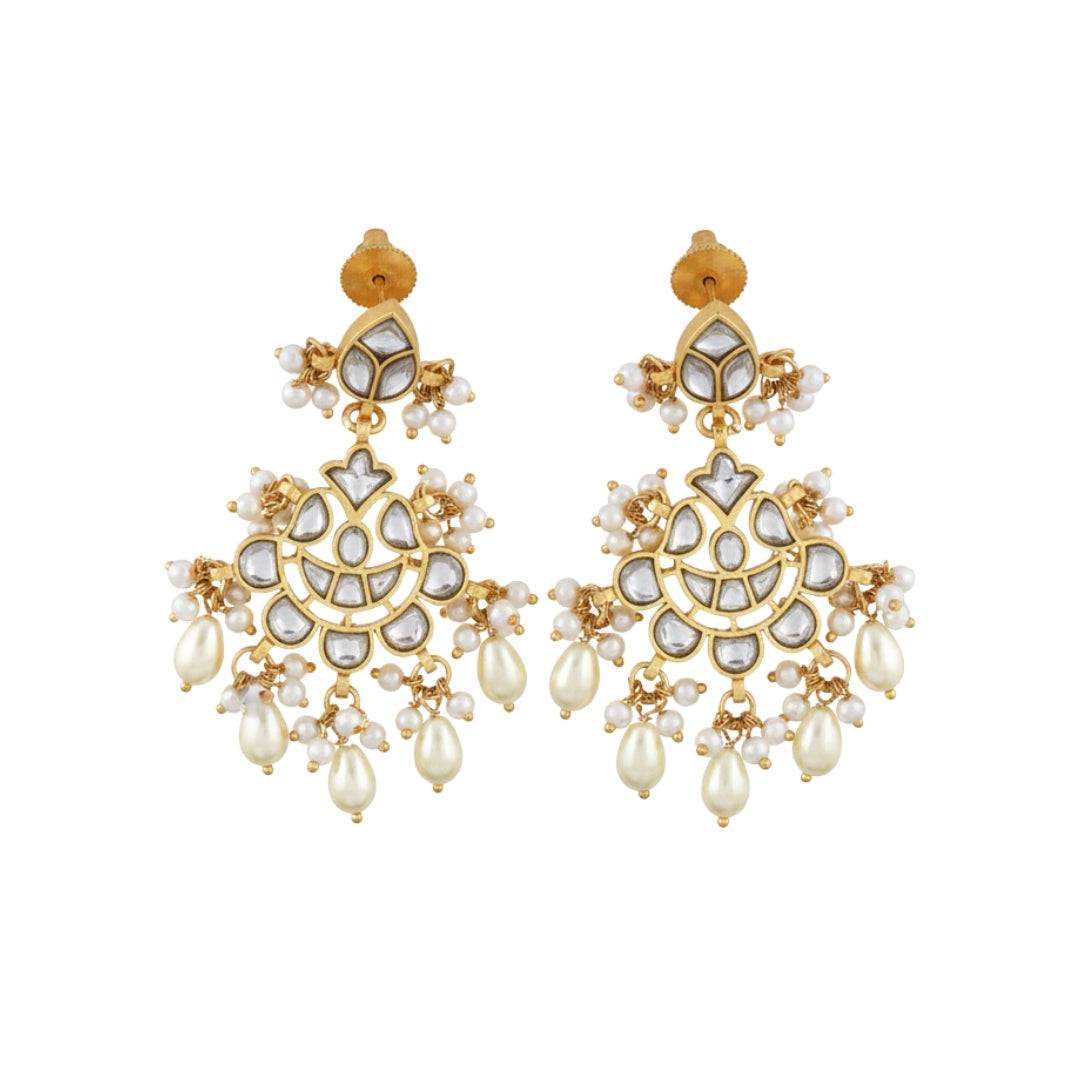 22K gold-plated fashion earring front view featuring an elegant design and premium 22K gold-plated finish