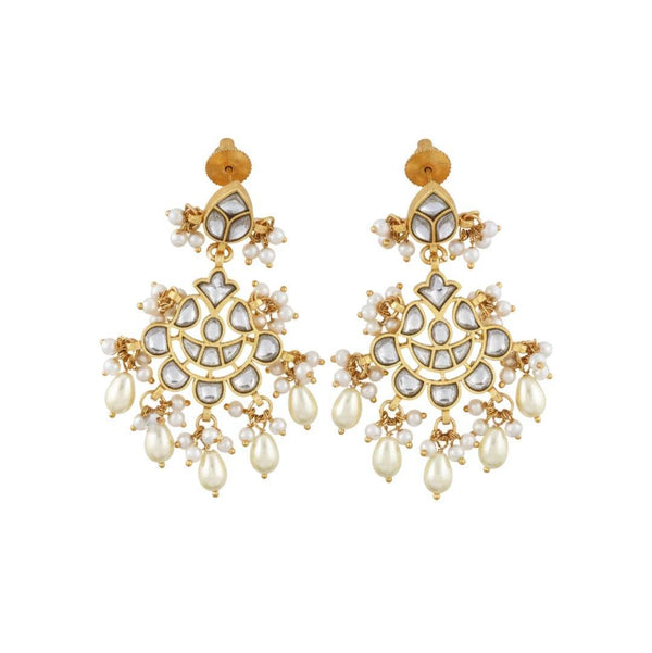 22K gold-plated fashion earring front view featuring an elegant design and premium 22K gold-plated finish