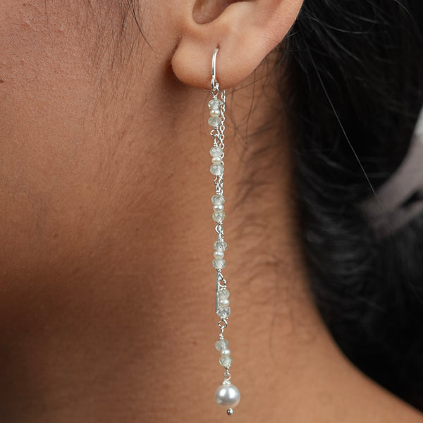Peridot & Pearl Ganthan Sui Dhaga Earrings (Project Handmade)