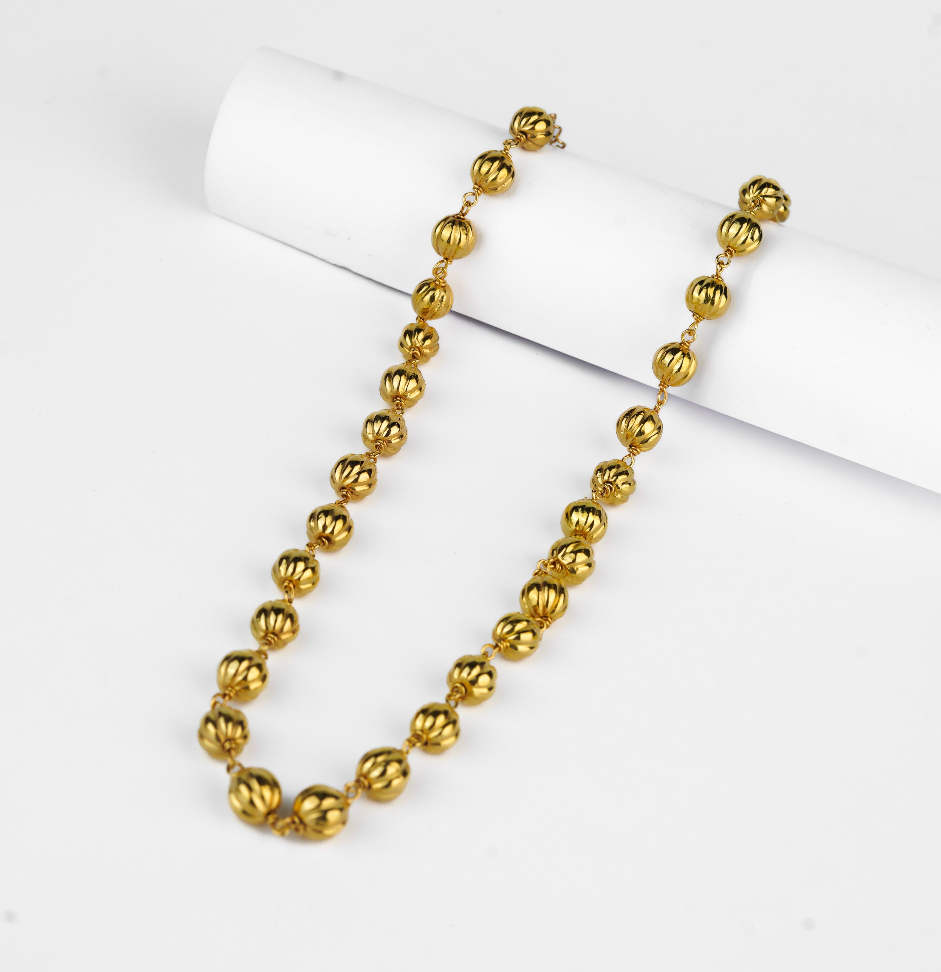 Silver Bead Ganthan Necklace | 92.5 Silver | 22K Gold Plated