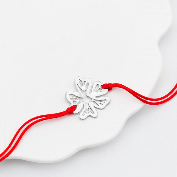 Silver Laser Cut Gulmohar Rakhi
