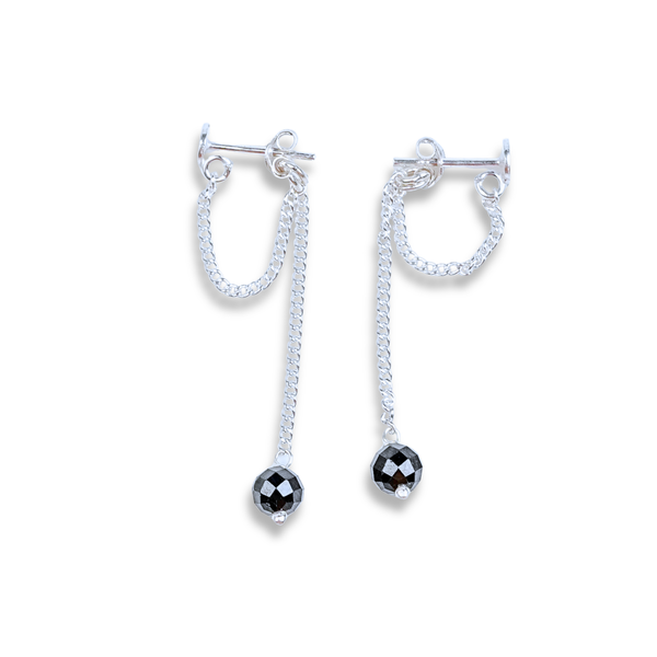 Black Spinel Dangler Earrings | 92.5 Sterling Silver