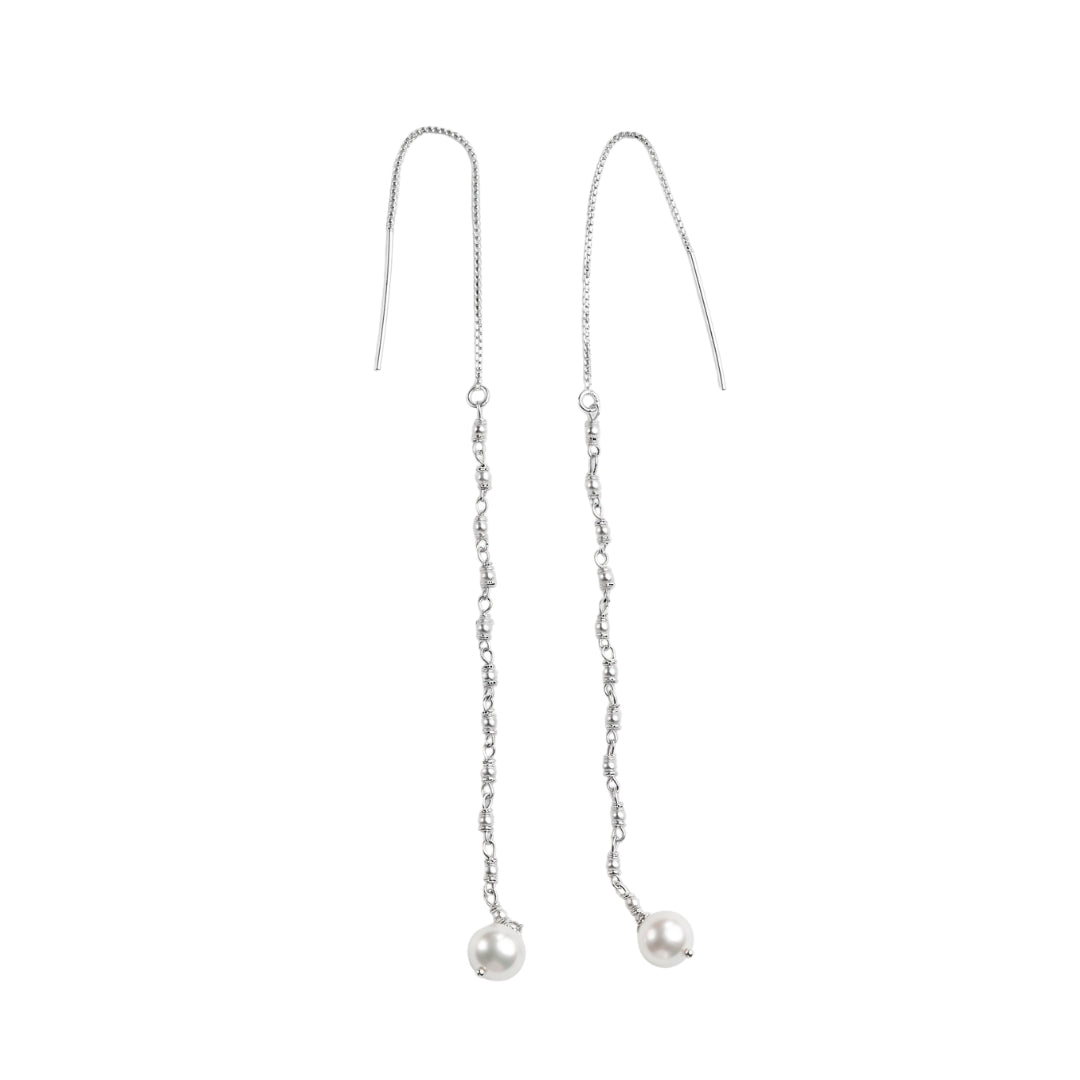 Silver Pipe & Sarmanee Ganthan Sui Dhaga Earrings (Project Handmade)