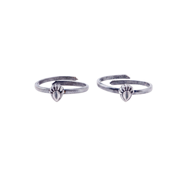Tiny Silver Adjustable Textured Drop Toe Ring
