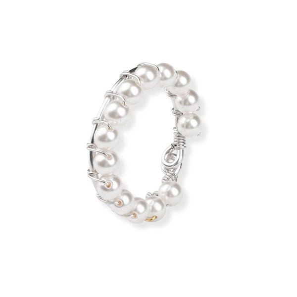White Pearl Wrapped Ring in 92.5 sterling silver
