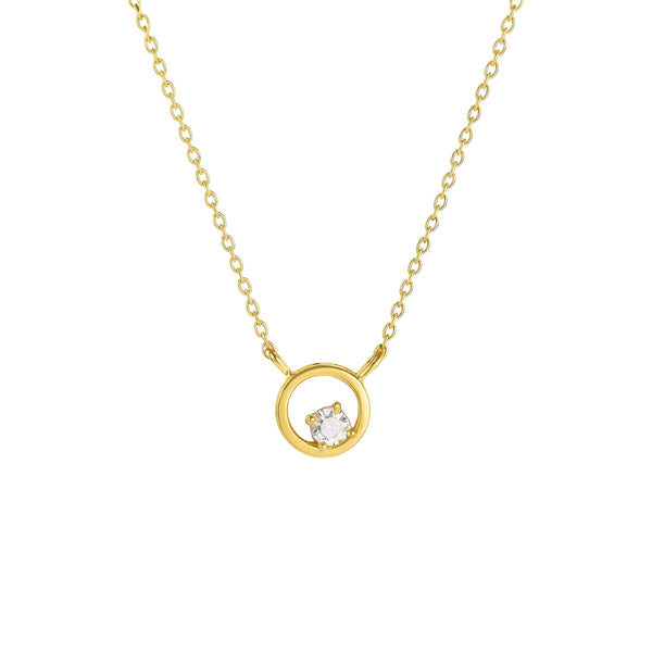 Silver Necklace with CZ Circle Pendant | 92.5 Silver | 22K Gold Plated