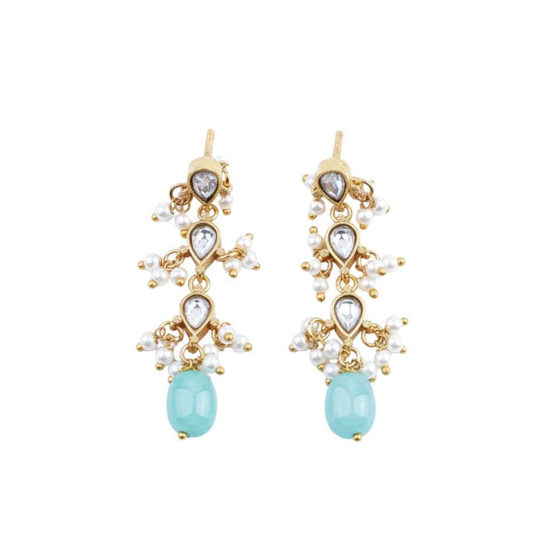 22K gold-plated fashion earring front view featuring an elegant design and premium 22K gold-plated finish