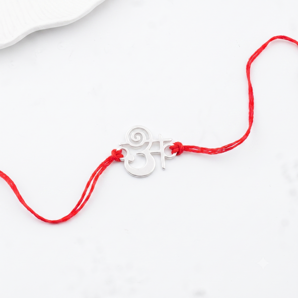 Silver Laser Cut 'अ' Akshar Rakhi in Devnagari