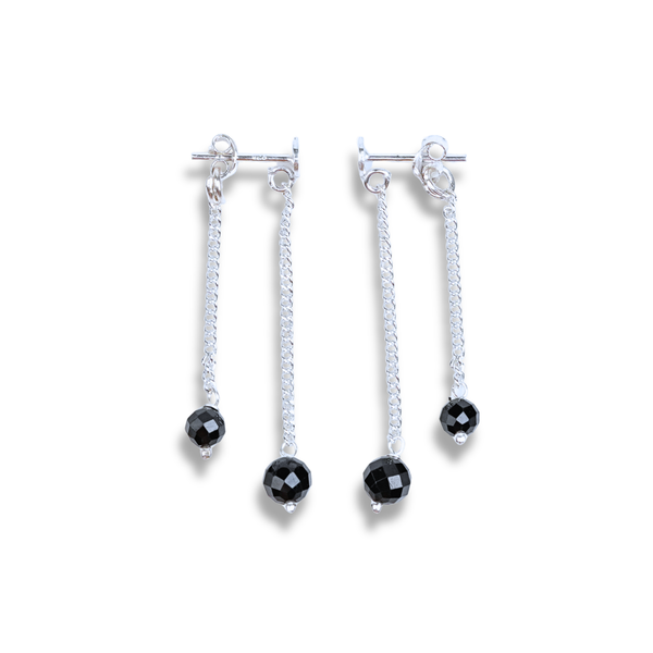 Double Black Spinel Drop Earrings | 92.5 Sterling Silver