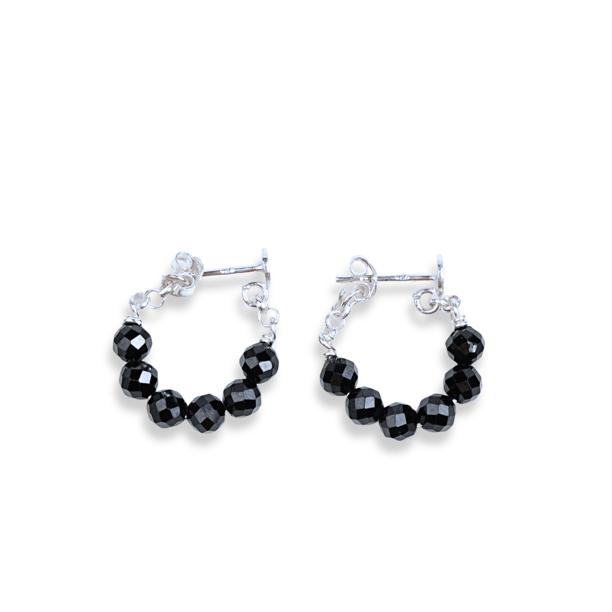 Black Spinel Halo Earrings | 92.5 Sterling Silver
